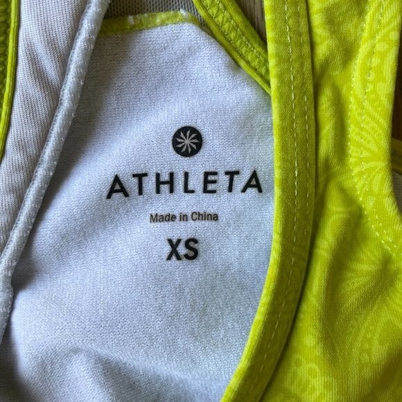 Athleta Neon Yellow/Green Racerback Running Workout Tank Top With Pocket XS - Picture 6 of 9